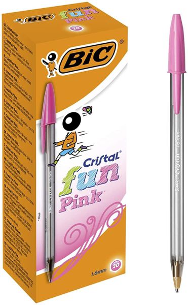 Bolígrafo cristal 1.6 fun 20 uds. pink 9