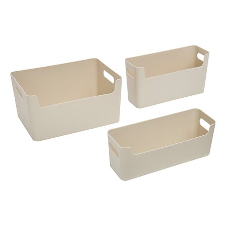 Juego de 3 cestas organizadoras PP beige
