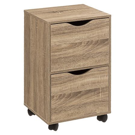 Cajonera con ruedas y 2 cajones natural