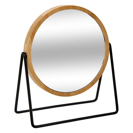 Espejo de mesa movible de bambú 22 cm diám.