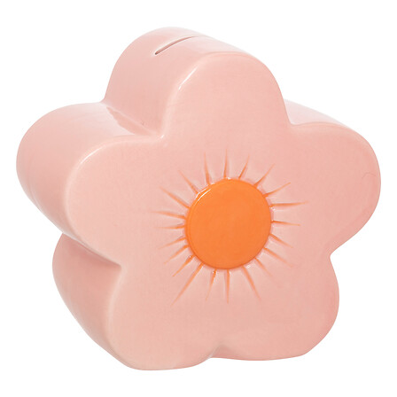 Hucha flor 13 x 7,5 x 13 cm cerámica rosa