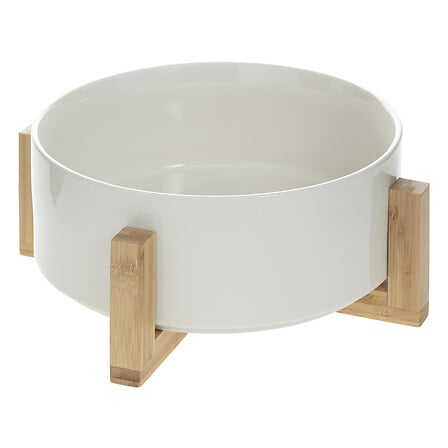 Ensaladera de bambú y cerámica blanca 23 cm diám.
