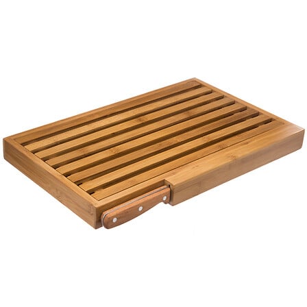 Tabla de cortar de bambú para pan con cuchillo 44 x 27 cm