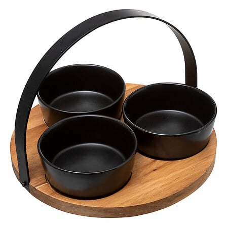 Juego de aperitivo de 4 piezas de acacia negra