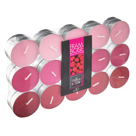 Lote de 30 velas de té perfumadas Nina frambuesa