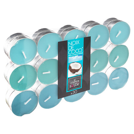 Lote de 30 velas de té perfumadas Nina coco