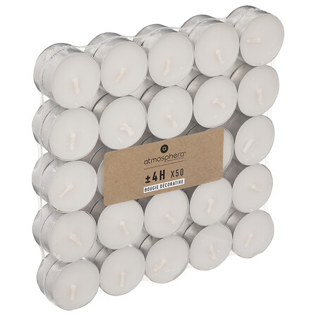 Lote de 50 velas de té Many blanco
