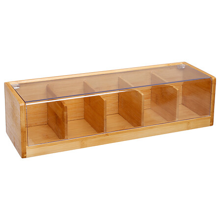 Caja de té de bambú con 5 compartimentos