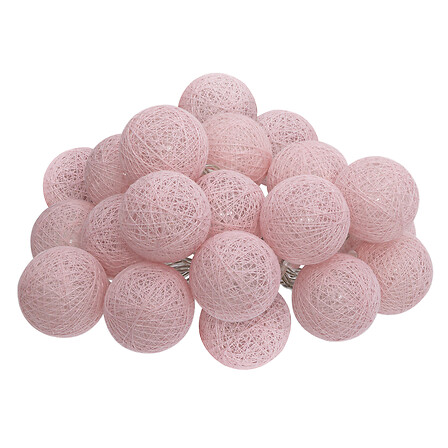 Guirnalda led toma de corriente 20 bolas diám. 6 cm rosa claro