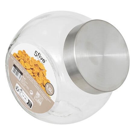 Tarro inclinado de cristal y acero inoxidable para golosinas Nixo 1,5 l