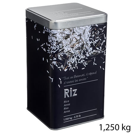 Bote para arroz de metal en relieve Black Edition