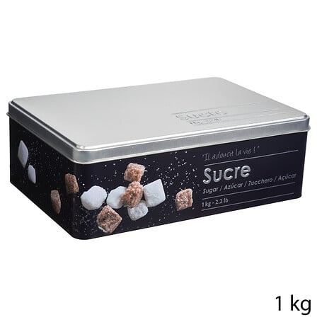Caja para terrones de azúcar de metal en relieve Black Edition