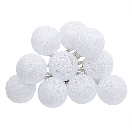 Guirnalda led de pilas 10 bolas diám. 6 cm blanco