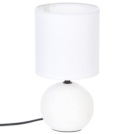 Lámpara bola estriada Timéo cerámica blanca, 25 cm de alto