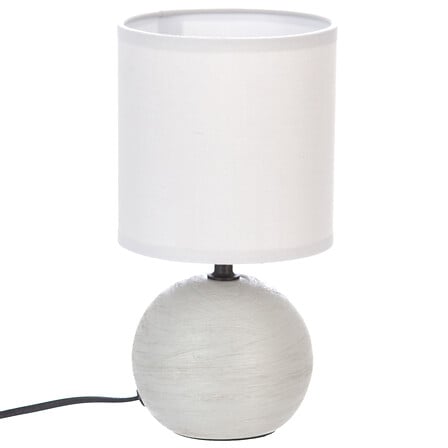 Lámpara bola estriada Timéo cerámica gris claro, 25 cm de alto