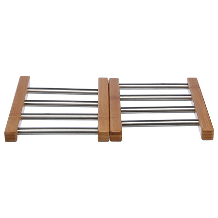 Salvamantel extensible de bambú y acero inoxidable