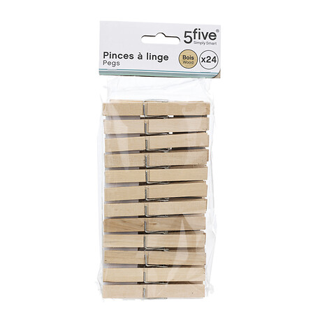 Juego de 24 pinzas de ropa de madera