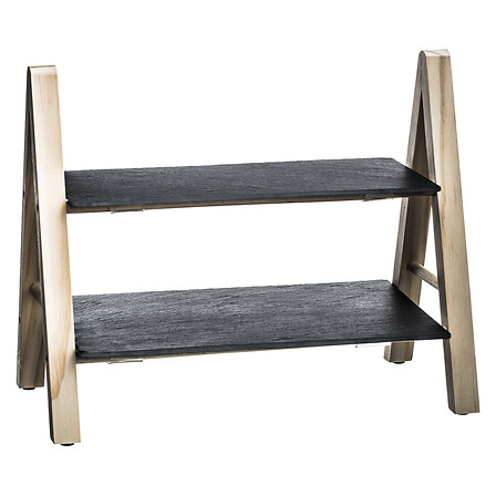 Expositor de pizarra y madera de 2 alturas