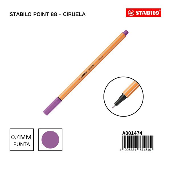 Rotulador stabilo point 88 ciruela
