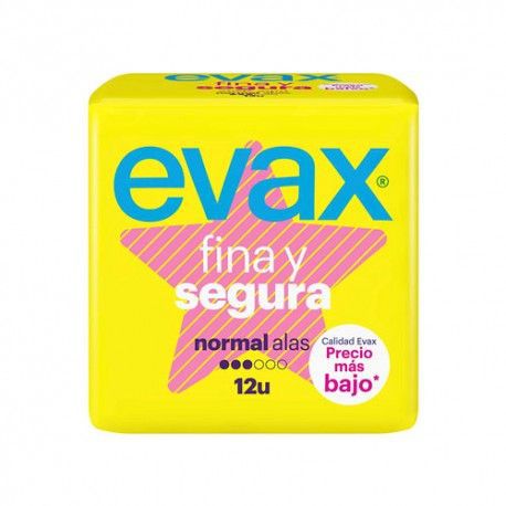 Evax fina y segura compresas alas normal 12