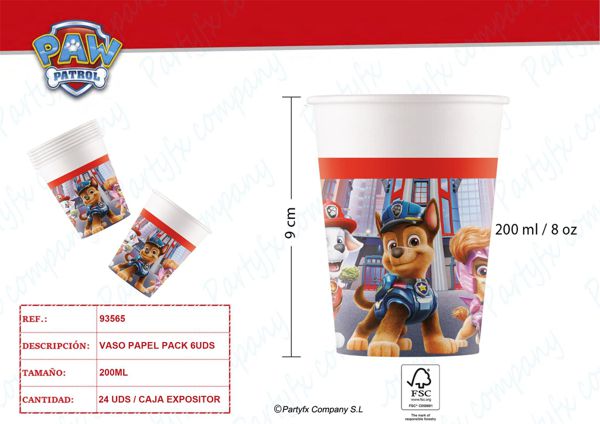 Vaso papel paw patrol