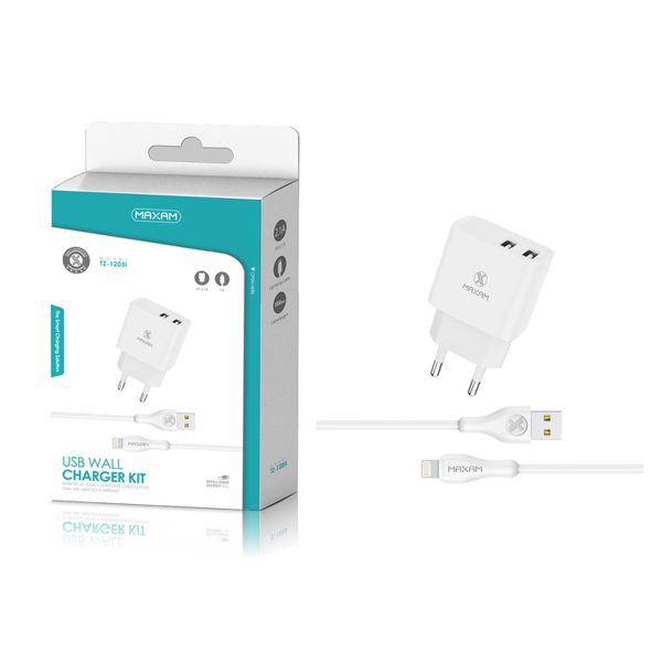 Tz-1205i white 2usb/2.1a 1m ip wall charger pack