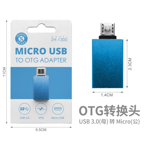 Zh-1300 azul u3.0 micro usb otg adaptador