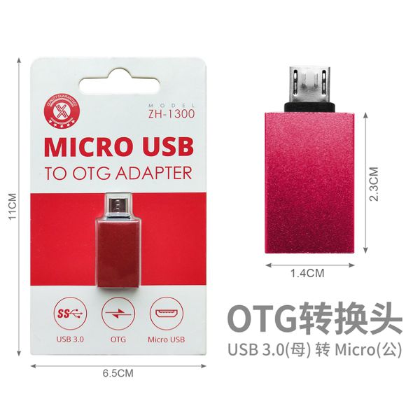 Zh-1300 rojo u3.0 micro usb otg adaptador