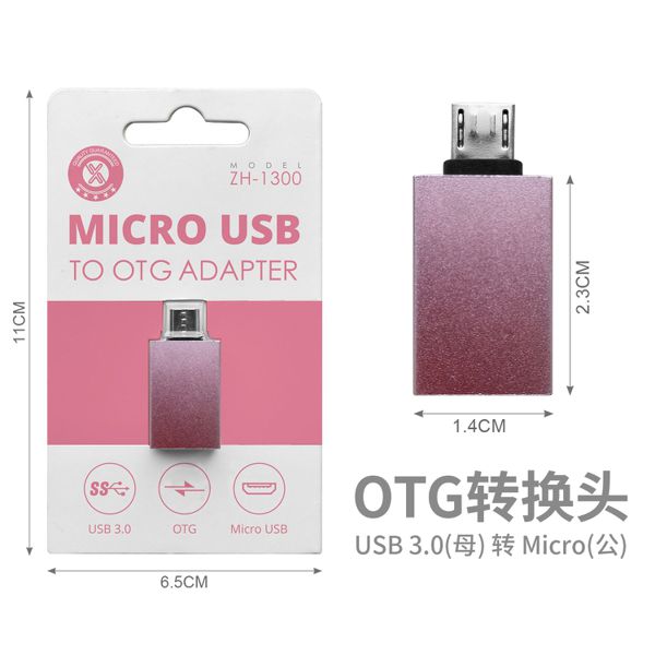 Zh-1300 rosado u3.0 micro usb otg adaptador