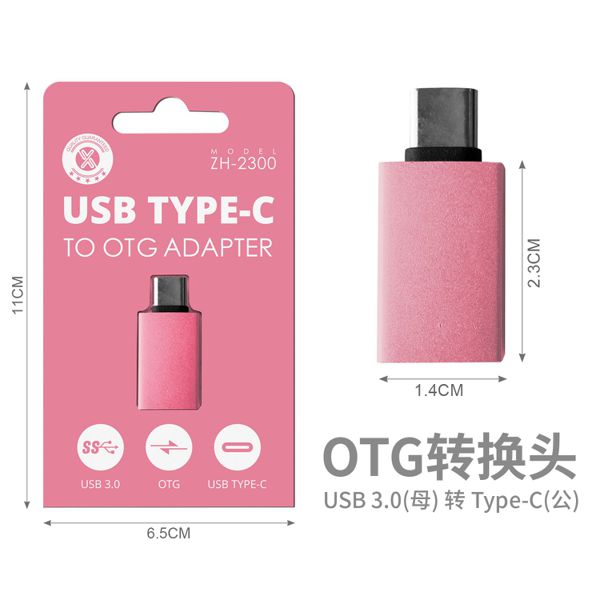 Zh-2300 rosado u3.0 type c otg adaptador