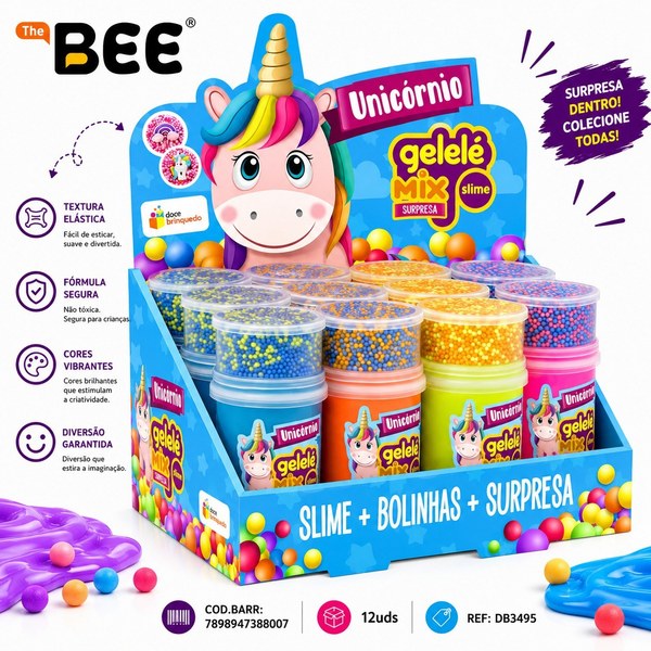 Gelelé Slime Mix Surpresa 153g4x12 Unicórnio