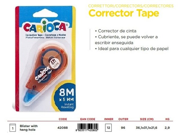 Bl.1 corrector tape 8 m carioca