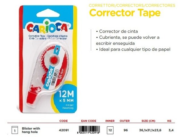 Corrector tape carioca 12mm