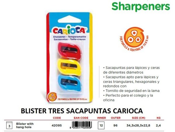 Blister 3 sacapuntas carioca