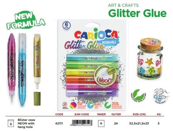 Glitter cola blister de 6pzas.base colours 10.5ml