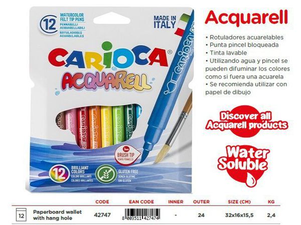 Bcartón 12 rot.carioca acquarell