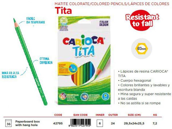 Caja 36 lapiz tita hexagonal