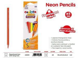 Caja 6 lápices neon triang.maxi