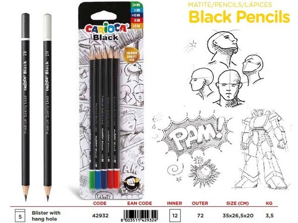 Bl. 5 black pencils surtidos