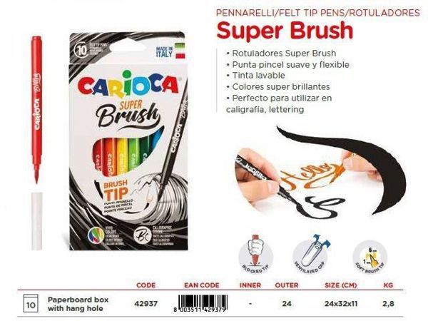 Caja 10 rotuladores brush carioca