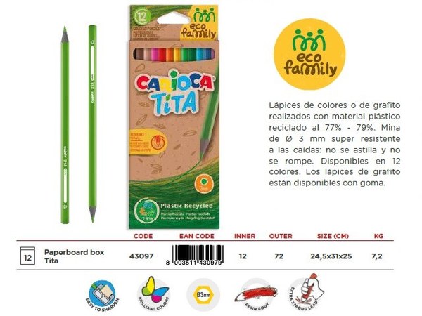 Caja 12 lap. tita hexagonal eco