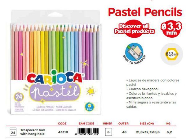 Caja 24 lapices pastel