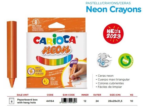 Caja 8 ceras carioca neon