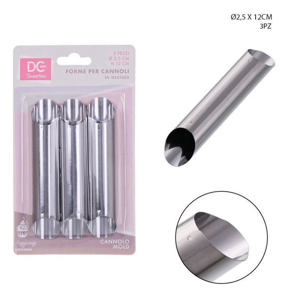 Dc casa stampo cannolo acciaio 2,5x12cm 3pz