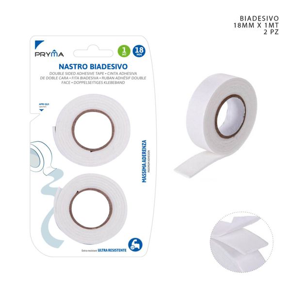 Cinta adhesiva de doble cara 1.8cmx1m 2pz