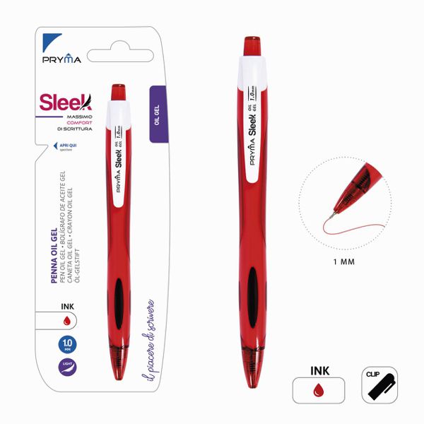 Bolígrafo de clic de gel 1.0mm rojo