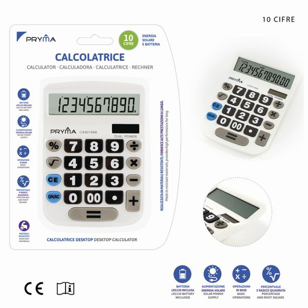 Calculadora de 10 dígitos 155x105x22mm blanco