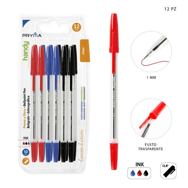 Bolígrafo con tapa 1mm 12pz