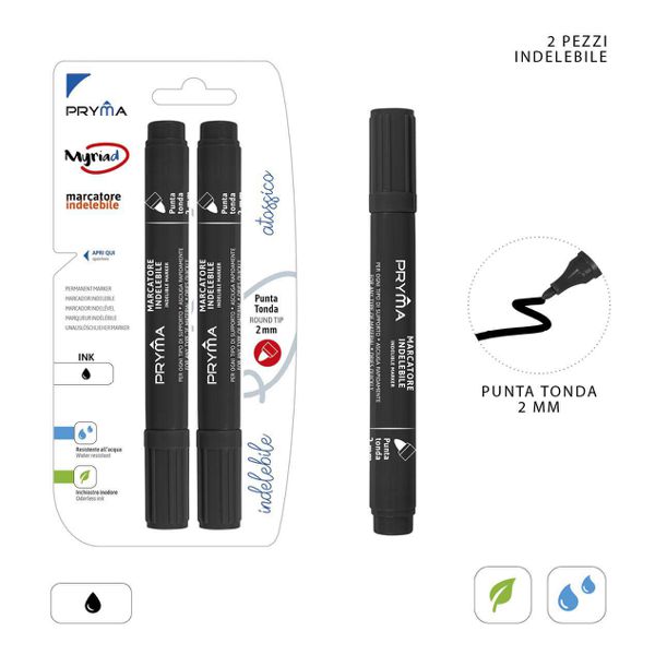 Marcador permanente redondo 2mm 2pz negro