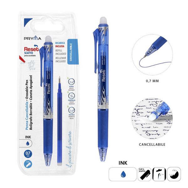 Boligrafo borrable 0.7mm + recambio azul
